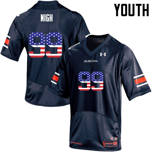 Youth #99 Spencer Nigh Auburn Tigers USA Flag Fashion College Football Jerseys-Navy